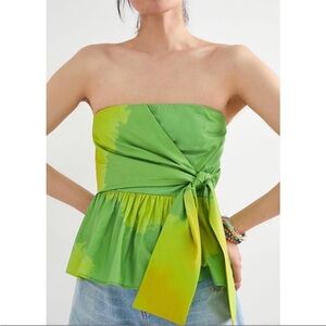 Anthropologie | Samant Chauhan Green Strapless Tie Waist Tube Top NWT New Large